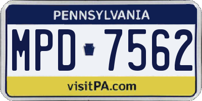 PA license plate MPD7562