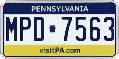 PA license plate MPD7563