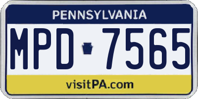 PA license plate MPD7565