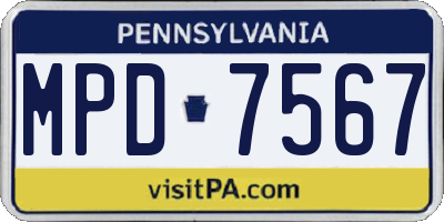 PA license plate MPD7567