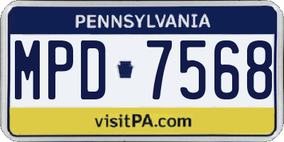 PA license plate MPD7568
