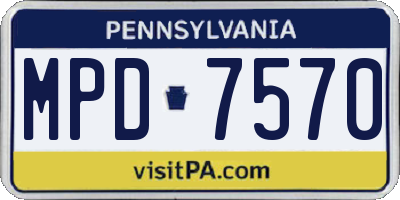PA license plate MPD7570