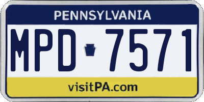 PA license plate MPD7571