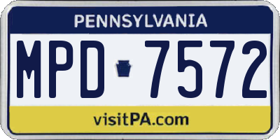 PA license plate MPD7572