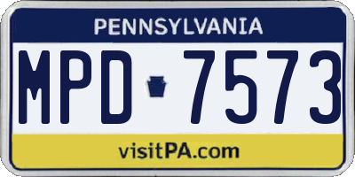 PA license plate MPD7573