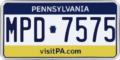 PA license plate MPD7575