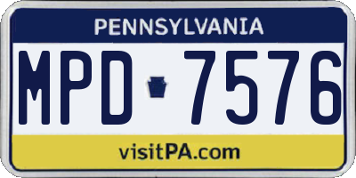 PA license plate MPD7576