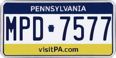 PA license plate MPD7577