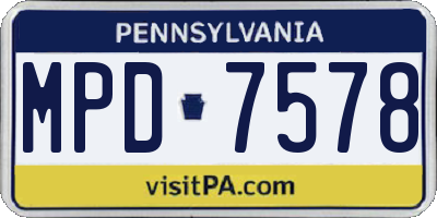 PA license plate MPD7578