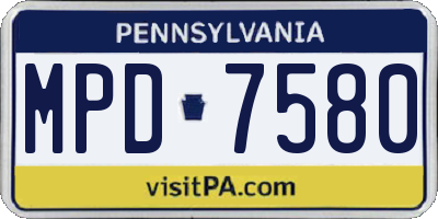 PA license plate MPD7580