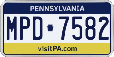PA license plate MPD7582