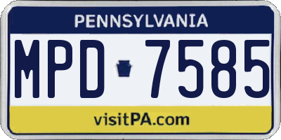 PA license plate MPD7585