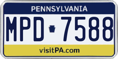 PA license plate MPD7588