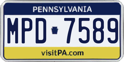 PA license plate MPD7589
