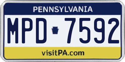 PA license plate MPD7592