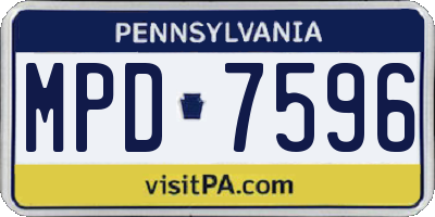 PA license plate MPD7596
