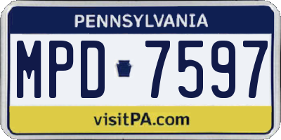 PA license plate MPD7597