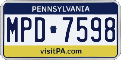 PA license plate MPD7598