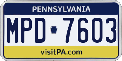 PA license plate MPD7603