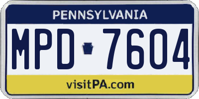 PA license plate MPD7604