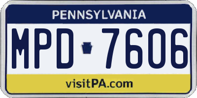 PA license plate MPD7606
