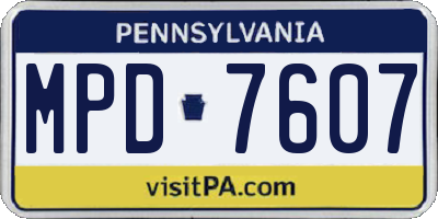 PA license plate MPD7607