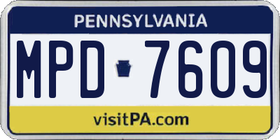 PA license plate MPD7609