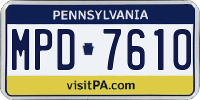 PA license plate MPD7610