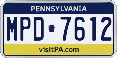 PA license plate MPD7612