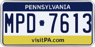 PA license plate MPD7613
