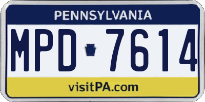 PA license plate MPD7614