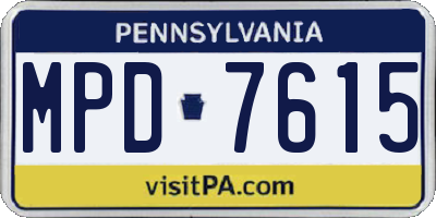 PA license plate MPD7615