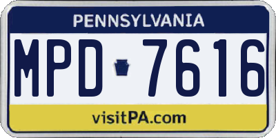 PA license plate MPD7616