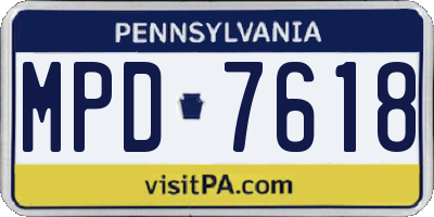 PA license plate MPD7618