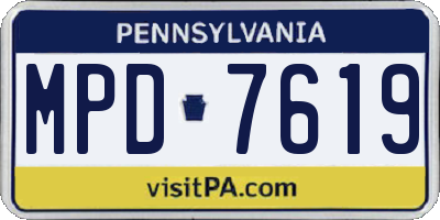 PA license plate MPD7619