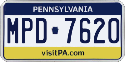 PA license plate MPD7620