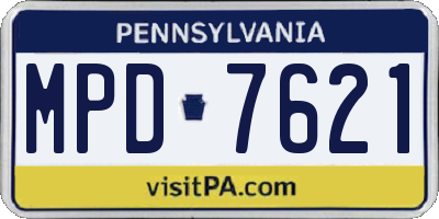 PA license plate MPD7621