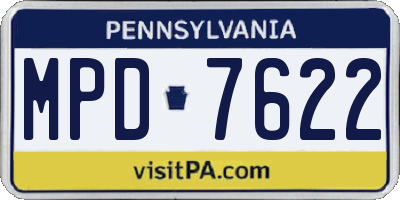 PA license plate MPD7622