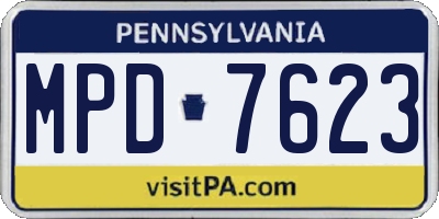 PA license plate MPD7623