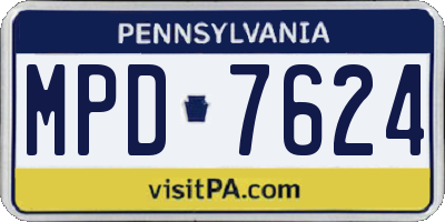 PA license plate MPD7624