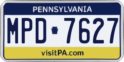 PA license plate MPD7627
