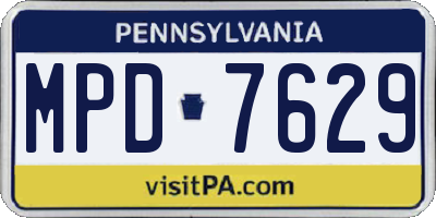 PA license plate MPD7629