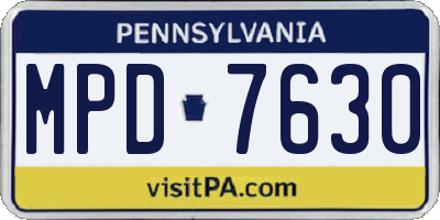 PA license plate MPD7630