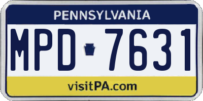 PA license plate MPD7631