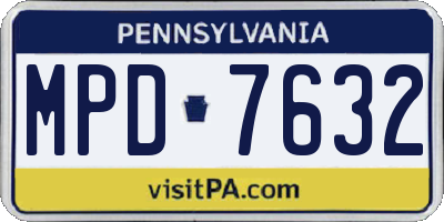 PA license plate MPD7632