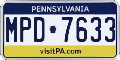 PA license plate MPD7633