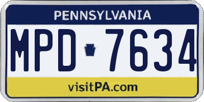 PA license plate MPD7634