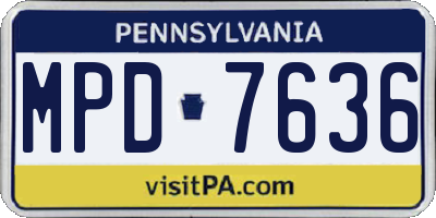 PA license plate MPD7636
