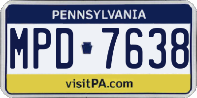 PA license plate MPD7638