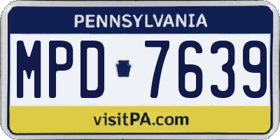 PA license plate MPD7639